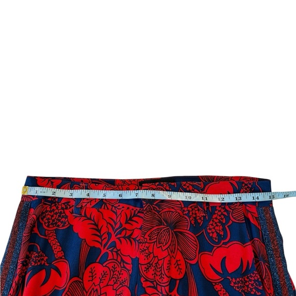 Desigual Floral Trouser Palazzo Size 36 / 8US Red Navy Boho Print Varsity Stripe - Picture 7 of 16